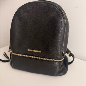 Michael Kors Black Backpack with Gold Accents